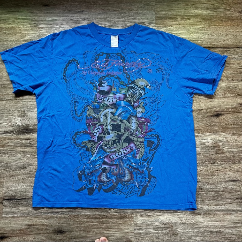Ed Hardy Graphic Jeweled Tee Death or Glory